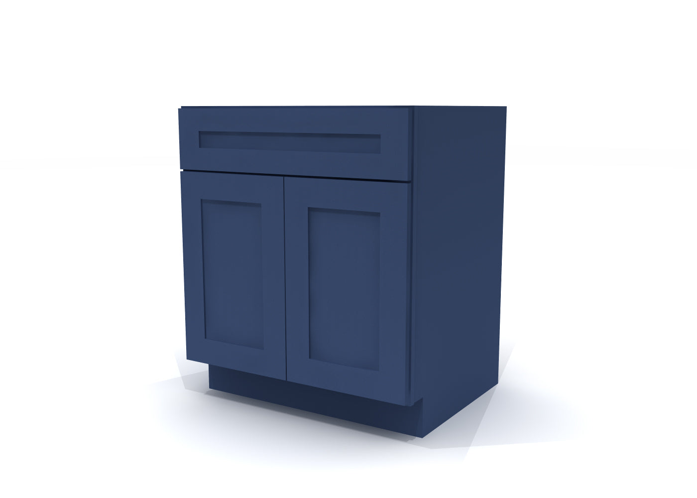 Base Double Door One Drawer 30" Wide Blue Shaker Cabinet