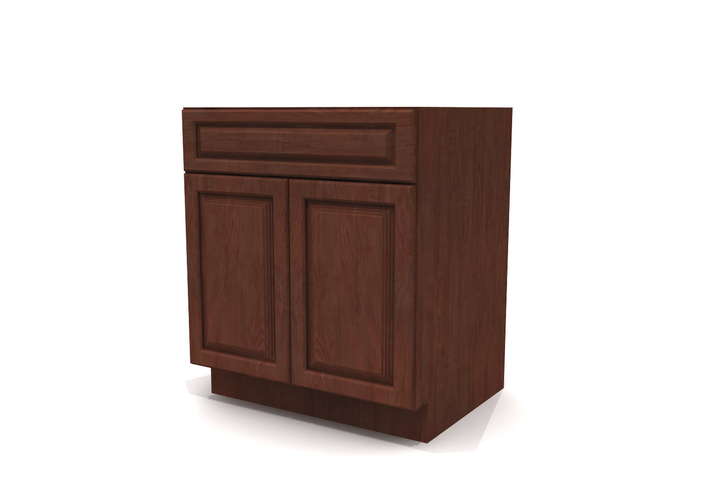 Base Double Door One Drawer 30" Wide Cherry Raised Panel Cabinet