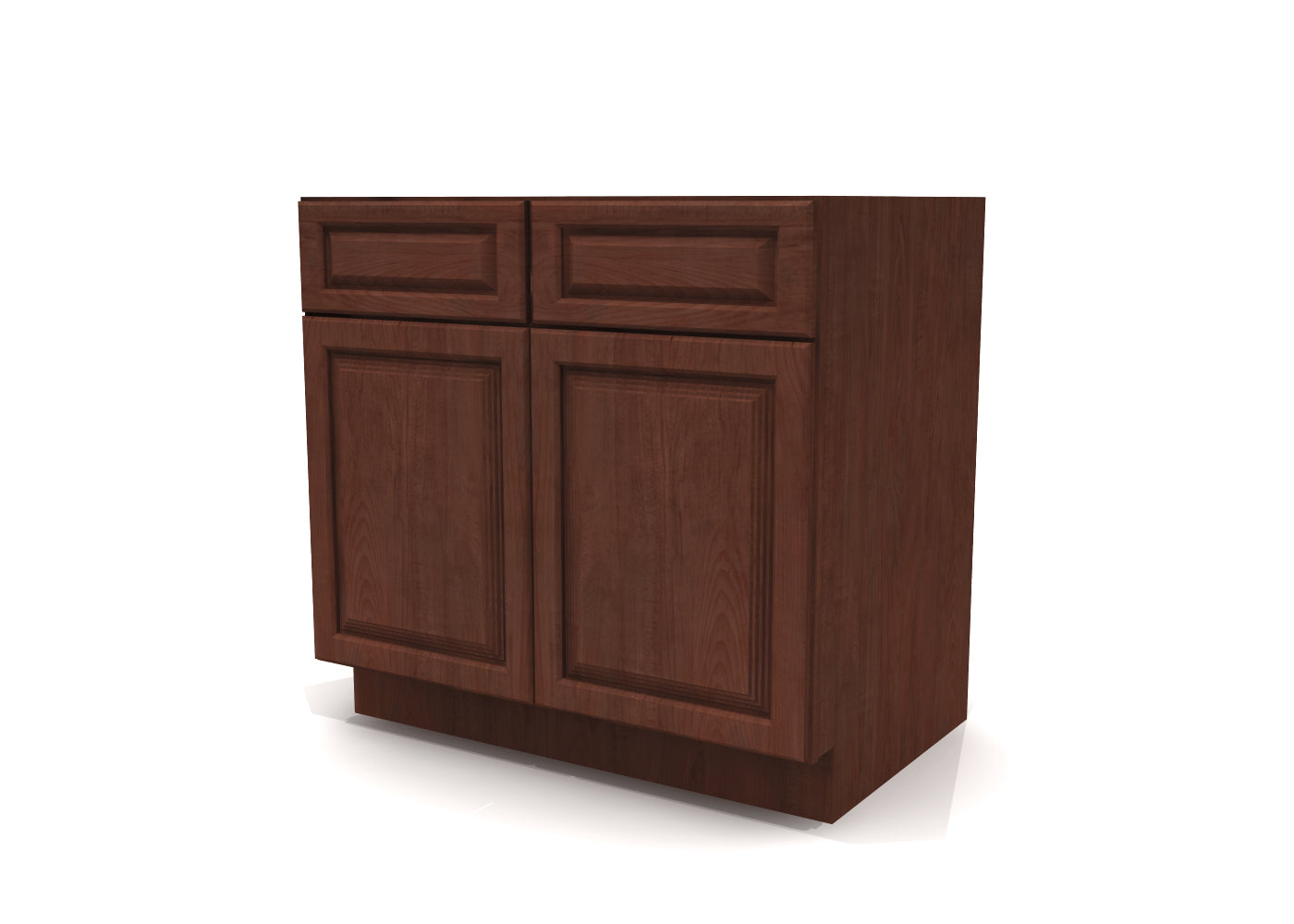 Base Double Door Two Drawers 36" Wide Cherry Raised Panel Cabinet