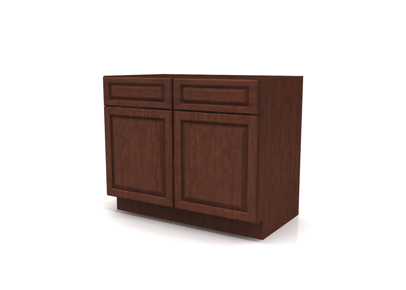 Base Double Door Two Drawers 42" Wide Cherry Raised Panel Cabinet