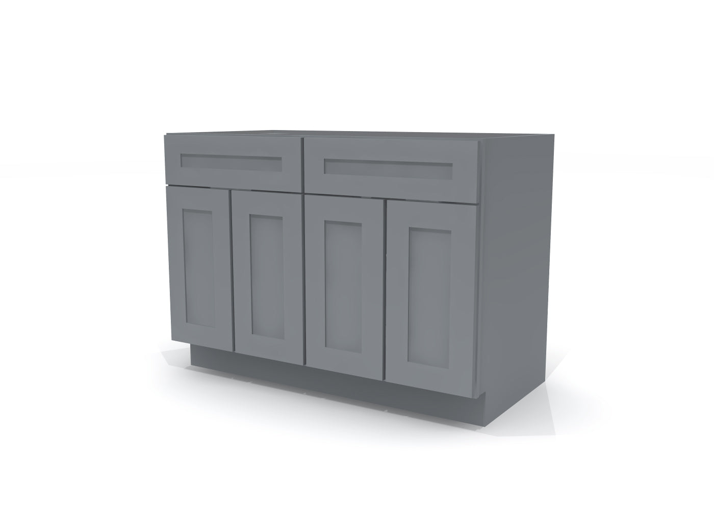 Base Four Door Two Drawers 48" Wide Gray Shaker Cabinet
