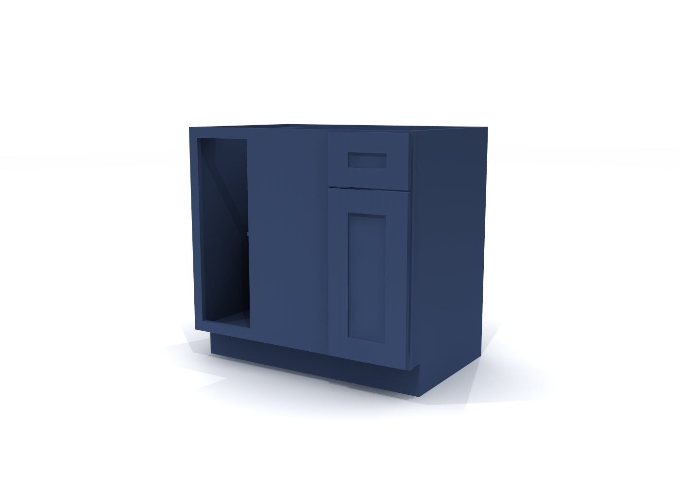 Blind Corner Base 36" D Blue Shaker Cabinet