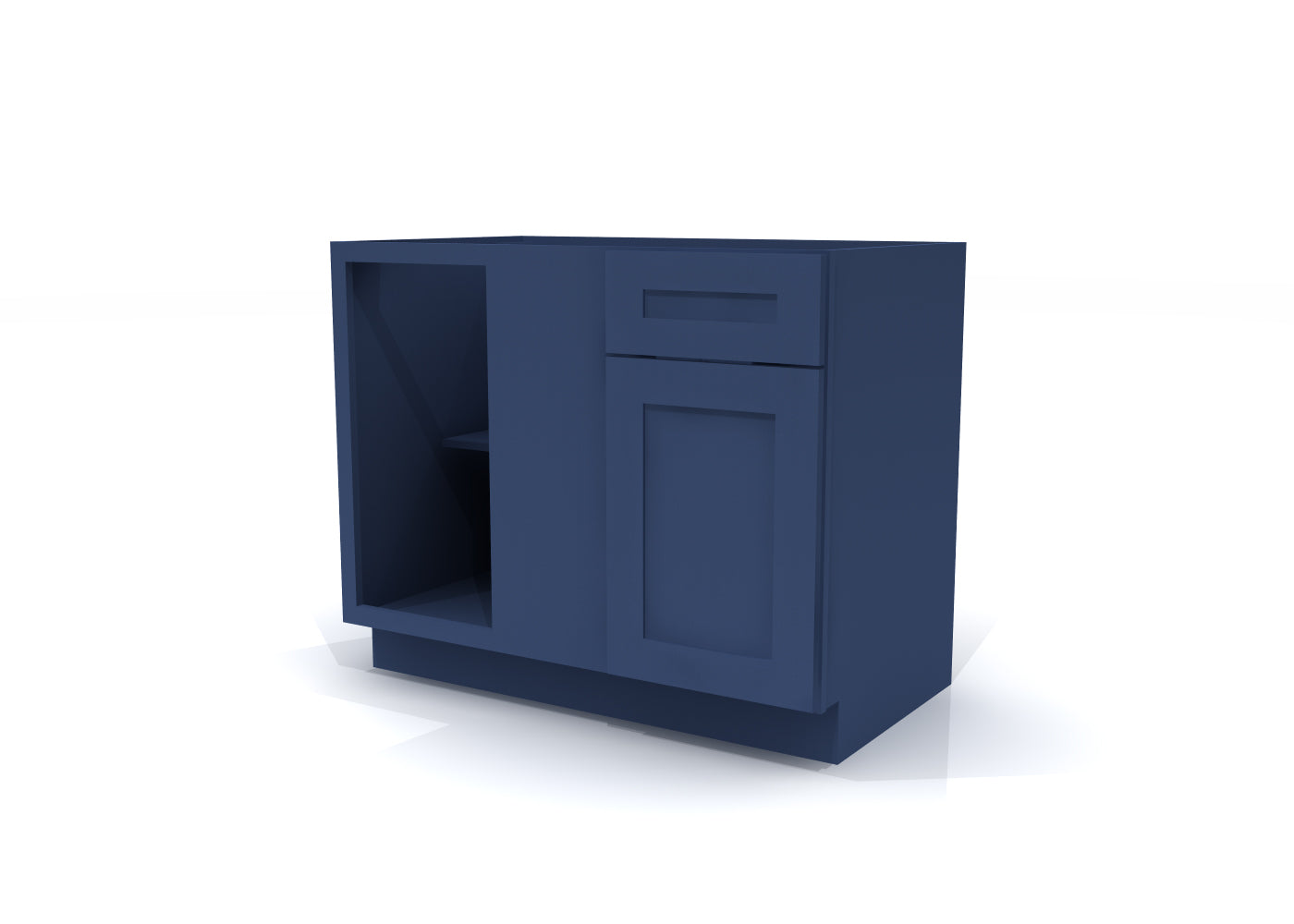 Blind Corner Sink Base 42" D Blue Shaker Cabinet