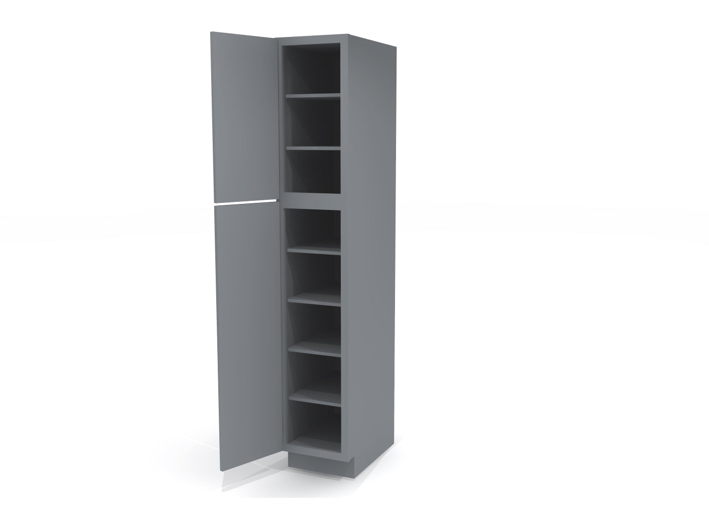 Utility Pantry Single Door 84" by 15" Wide Gray Shaker Cabinet