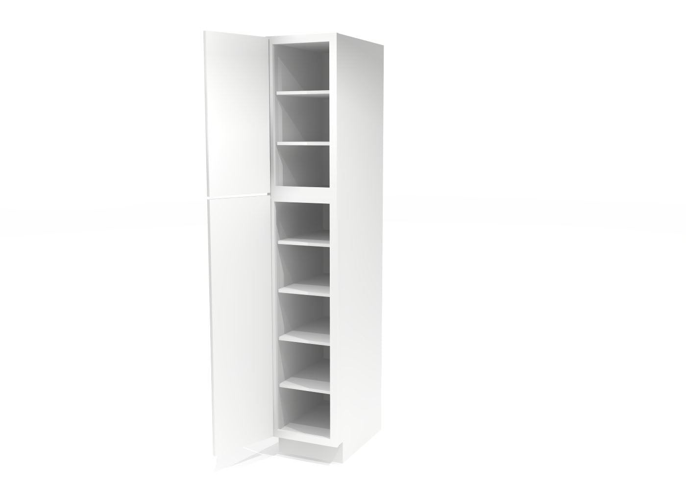 Utility Pantry Single Door 84" by 15" Wide White Shaker Cabinet
