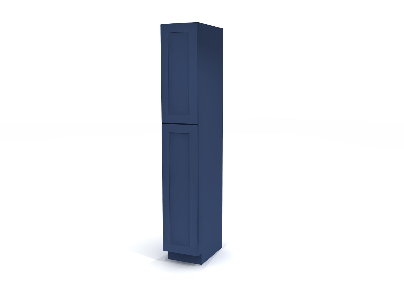 Utility Pantry Single Door 90" by 15" Wide Blue Shaker Cabinet