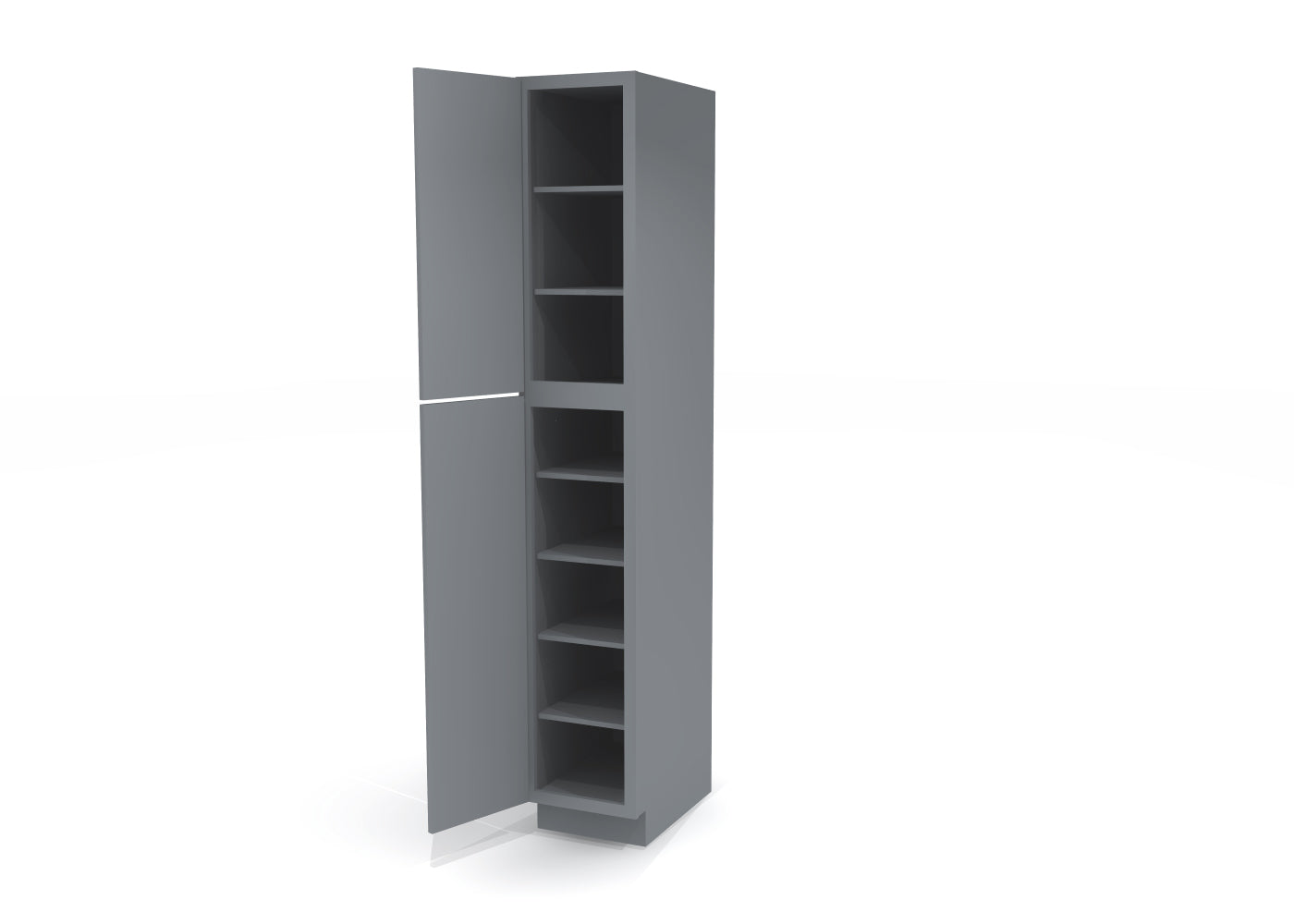 Utility Pantry Single Door 90" by 15" Wide Gray Shaker Cabinet