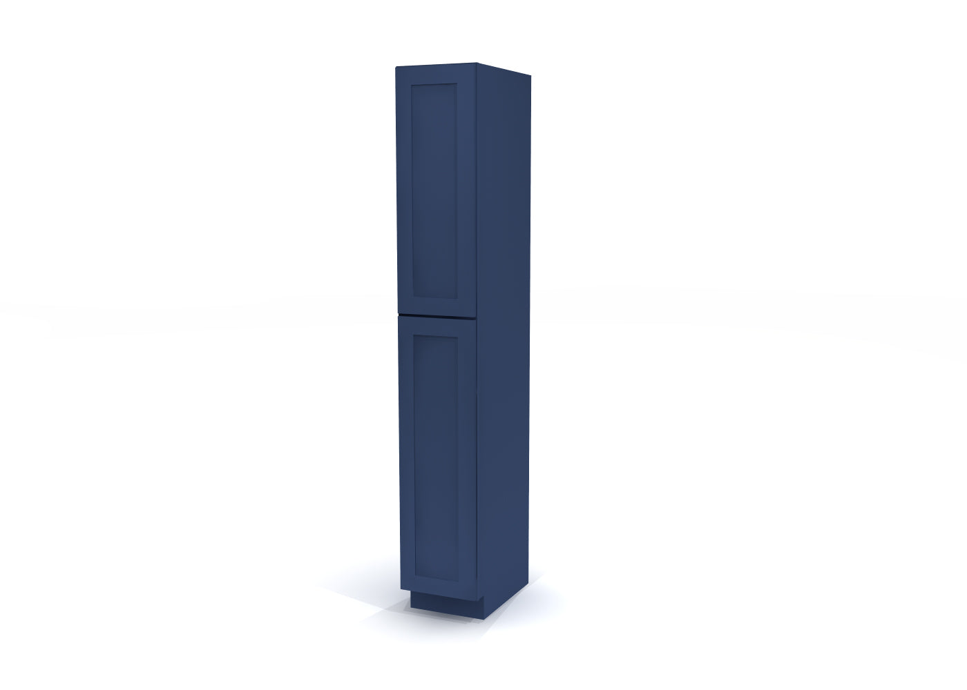 Utility Pantry Single Door 96" by 15" Wide Blue Shaker Cabinet