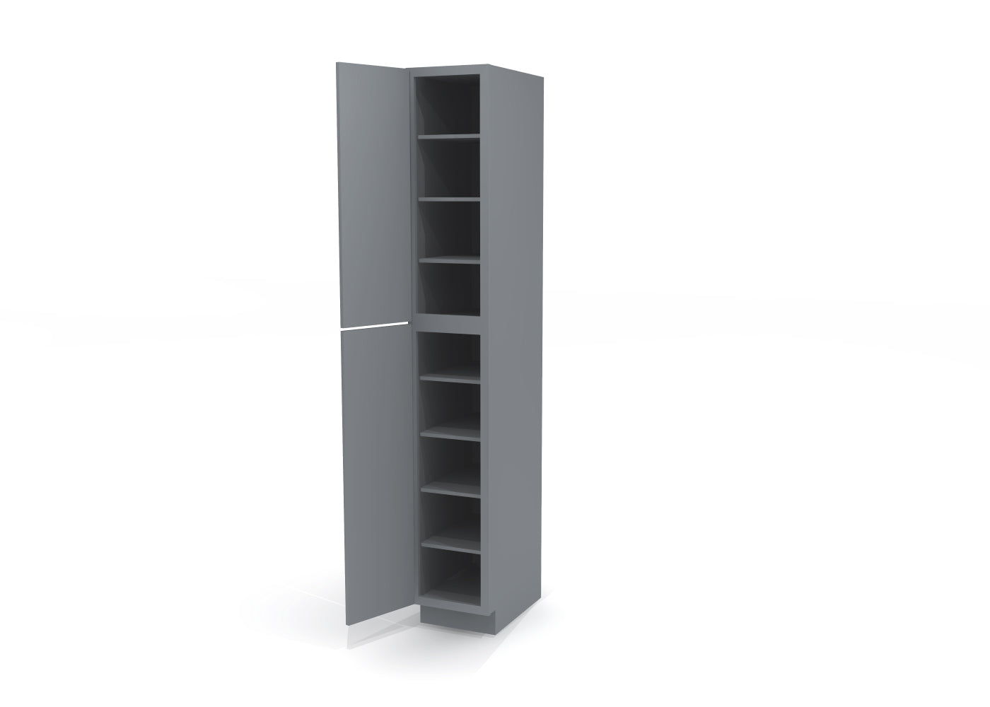 Utility Pantry Single Door 96" by 15" Wide Gray Shaker Cabinet
