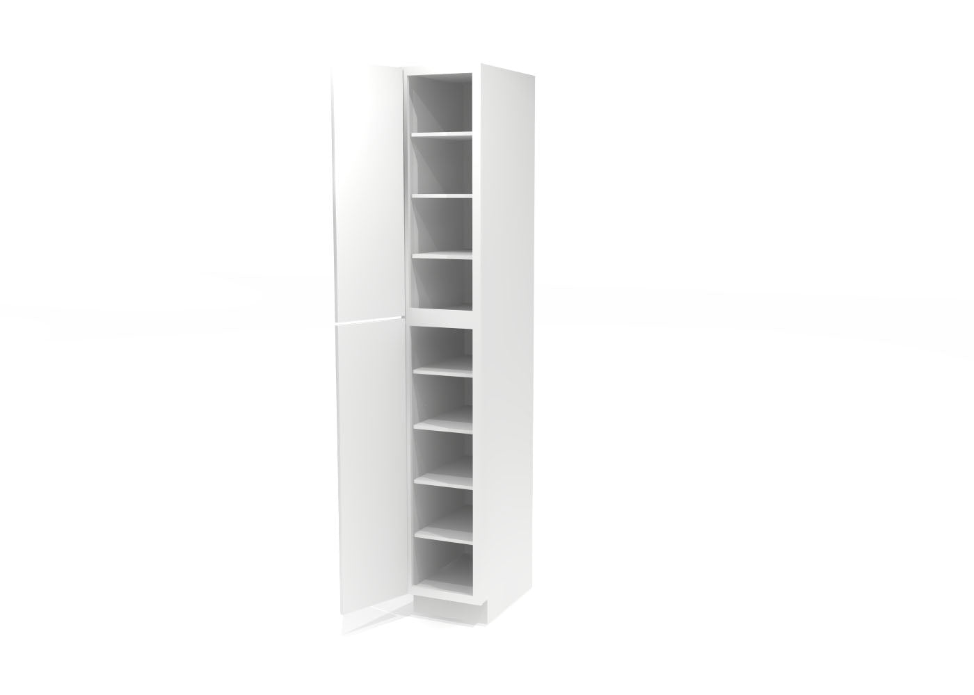 Utility Pantry Single Door 96" by 15" Wide White Shaker Cabinet