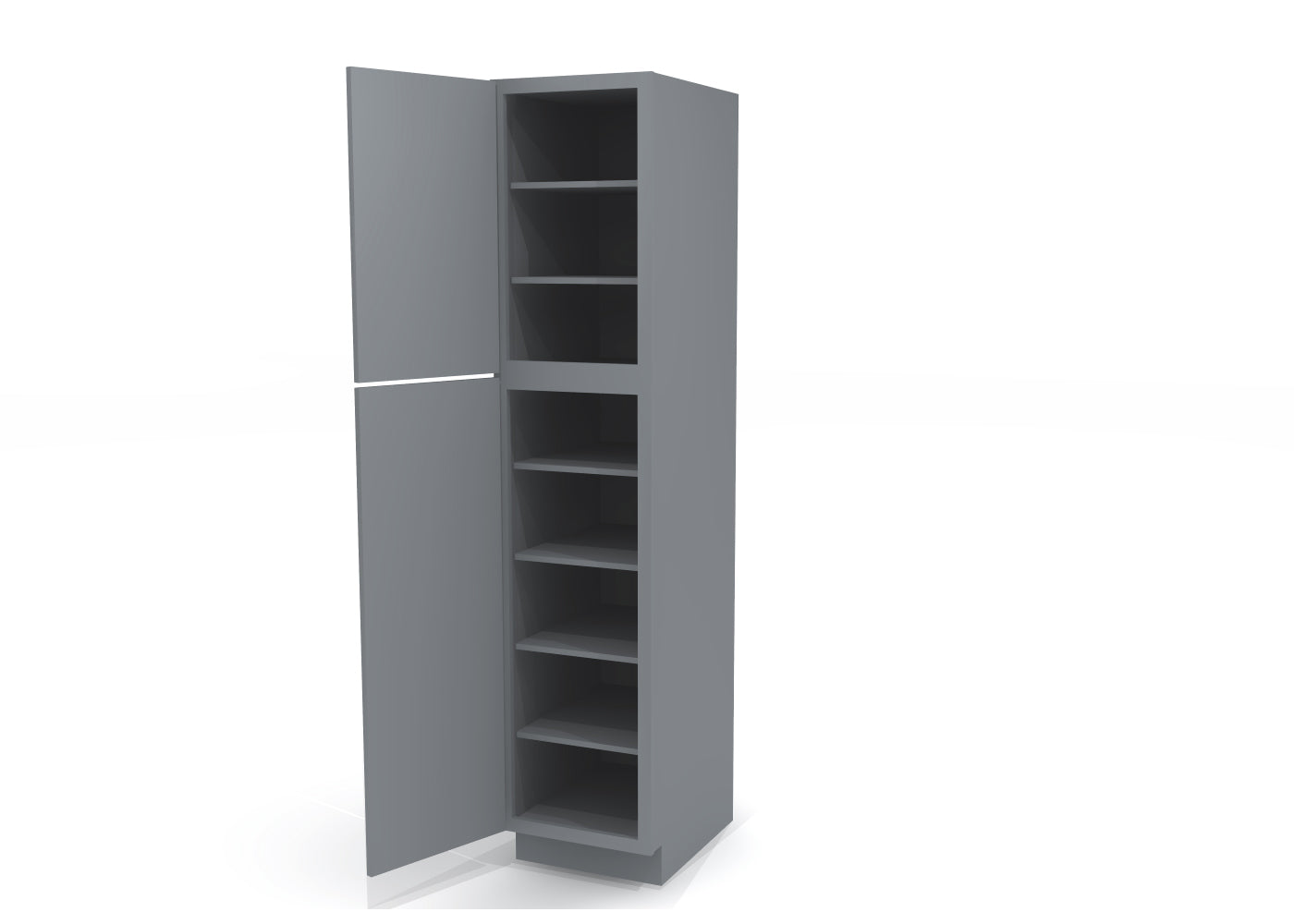 Utility Pantry Single Door 84" by 18" Wide Gray Shaker Cabinet