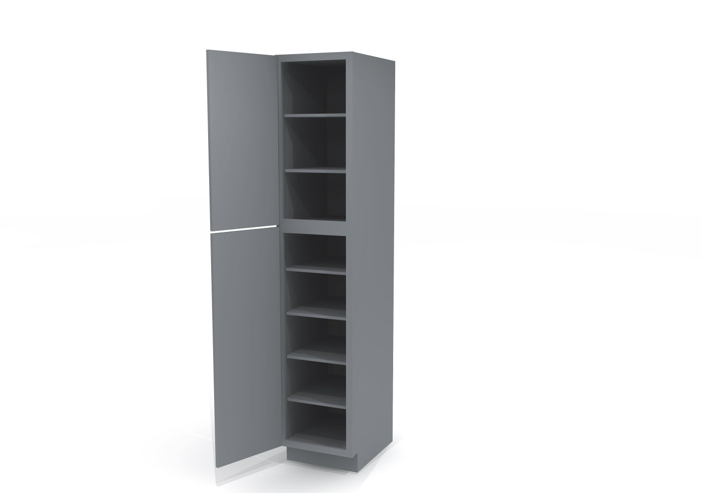 Utility Pantry Single Door 90" by 18" Wide Gray Shaker Cabinet