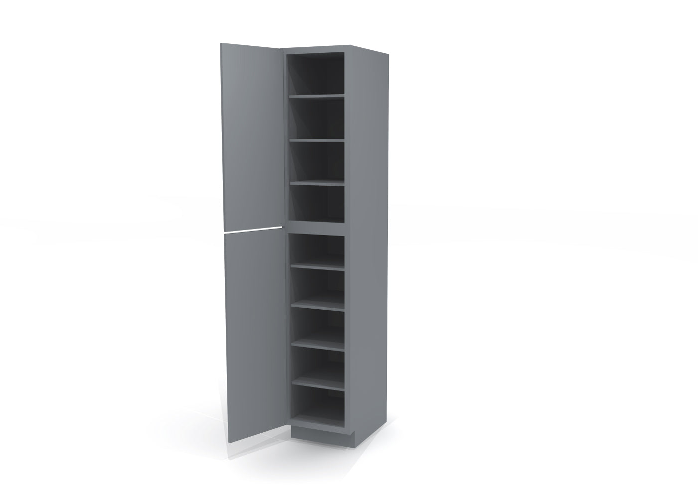 Utility Pantry Single Door 96" by 18" Wide Gray Shaker Cabinet