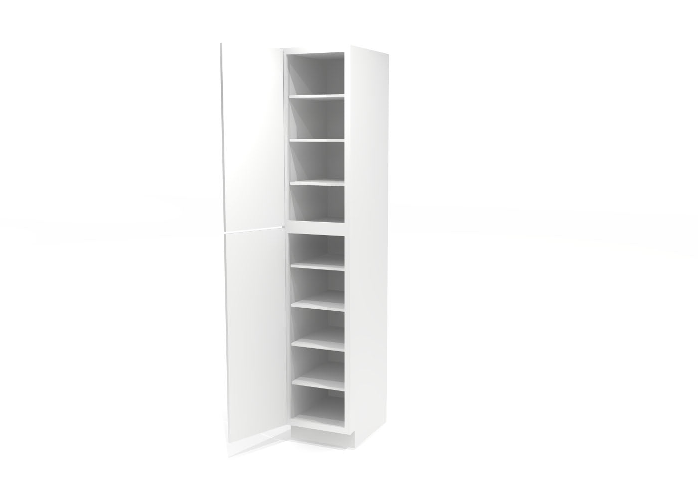 Utility Pantry Single Door 96" by 18" Wide White Shaker Cabinet