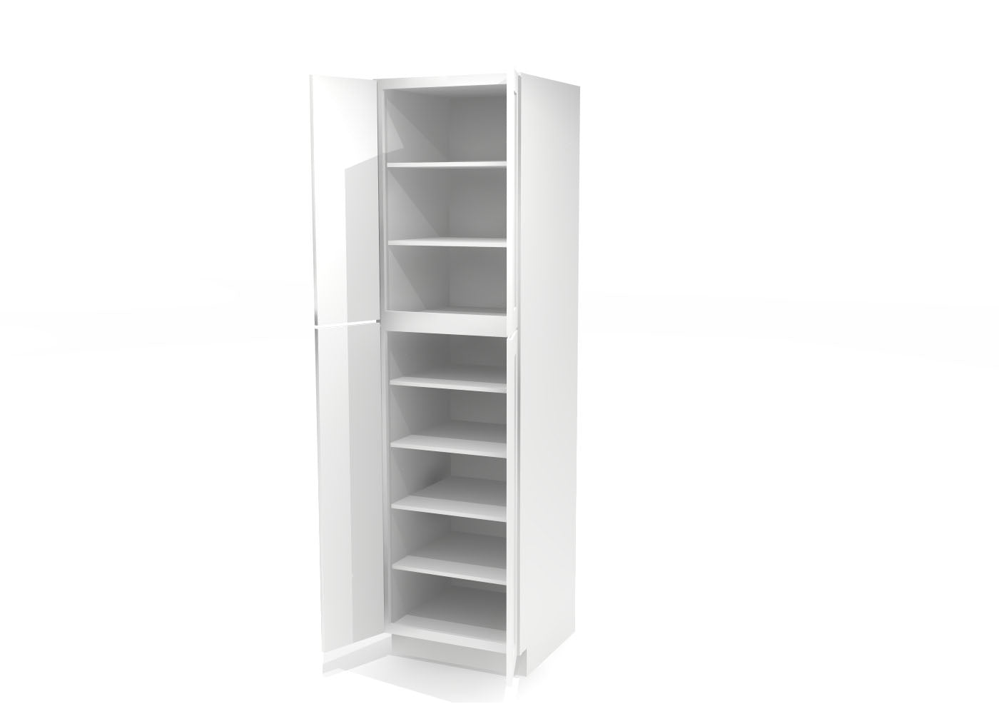 Utility Pantry Double Door 90" by 24" Wide White Shaker Cabinet