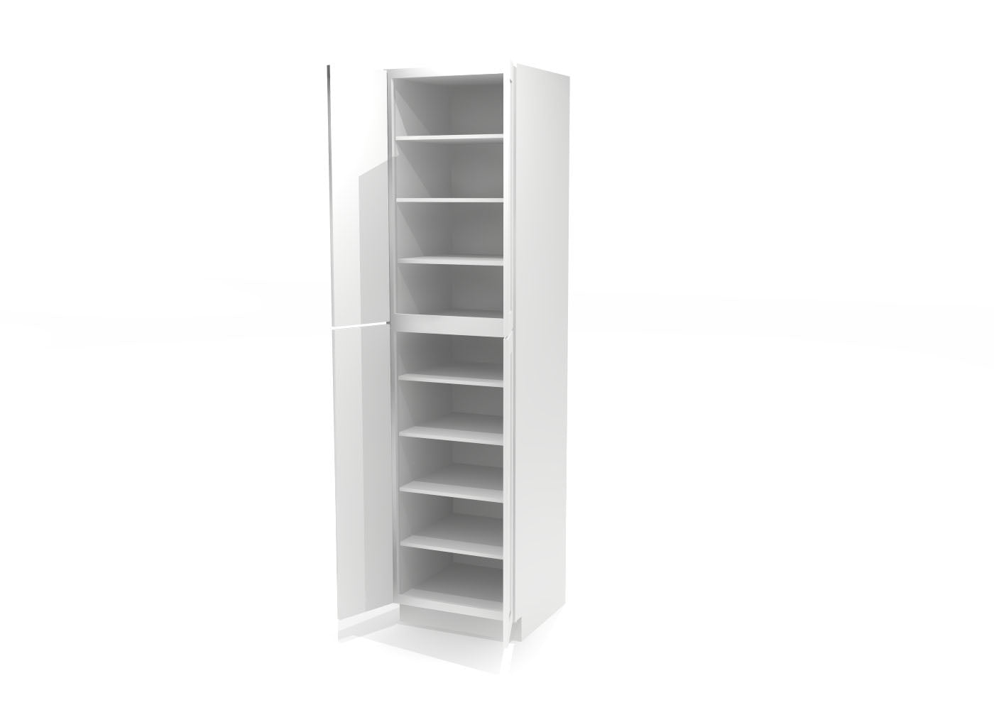 Utility Pantry Double Door 96" by 24" Wide White Shaker Cabinet