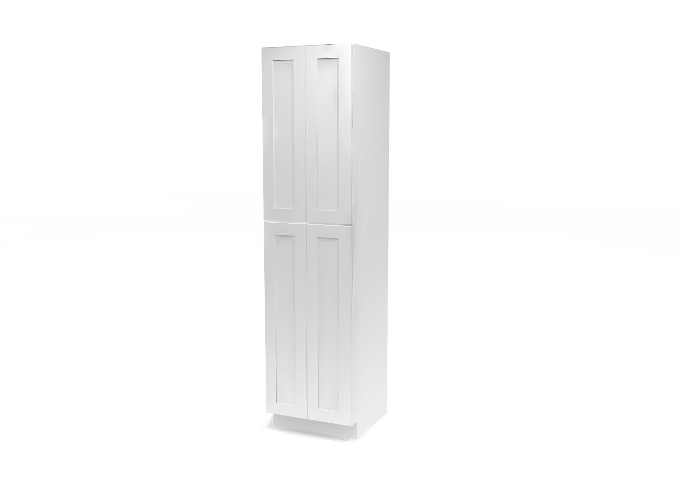 Utility Pantry Double Door 96" by 24" Wide White Shaker Cabinet