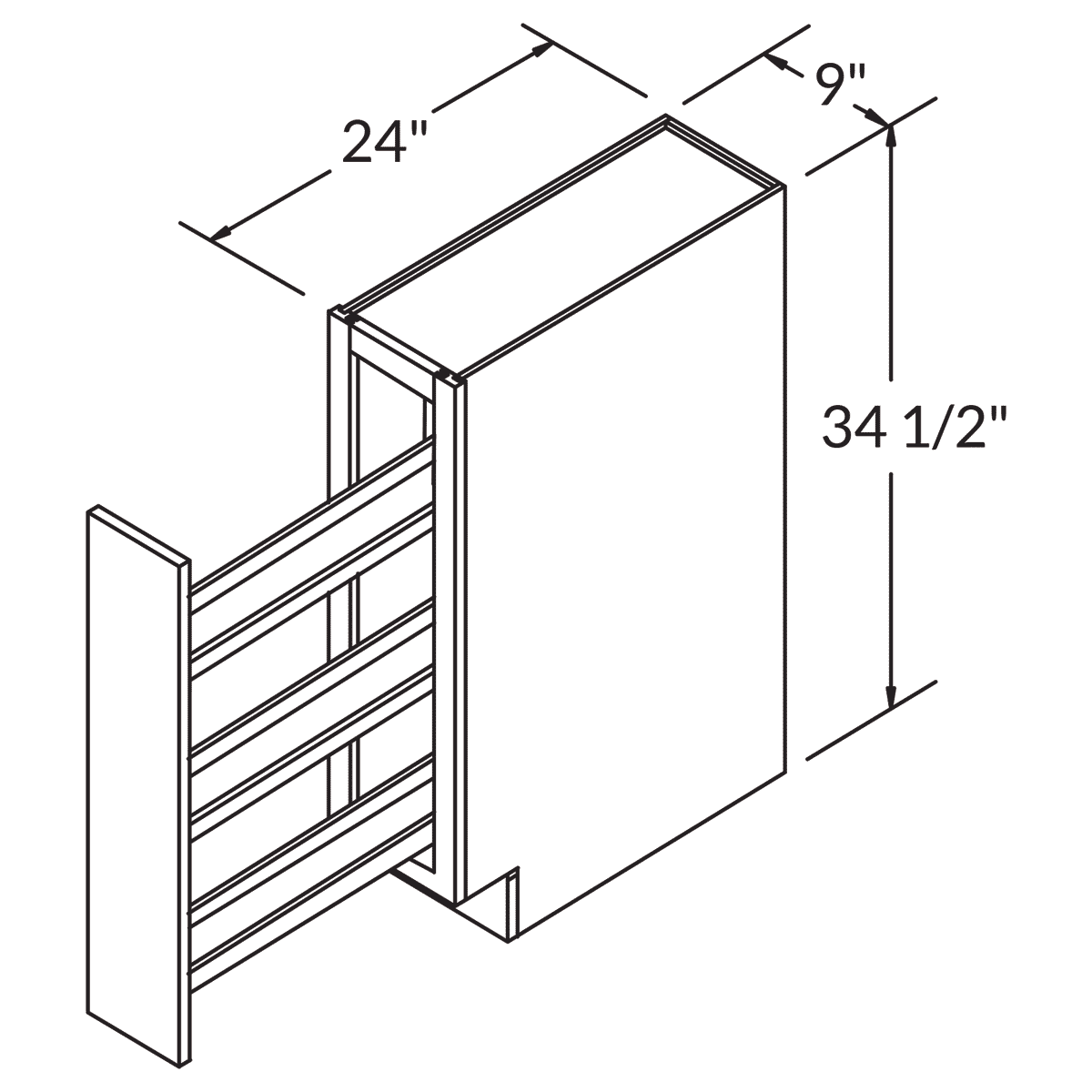 Spice Base Full Height Door 9 Wide Maple Shaker Cabinet