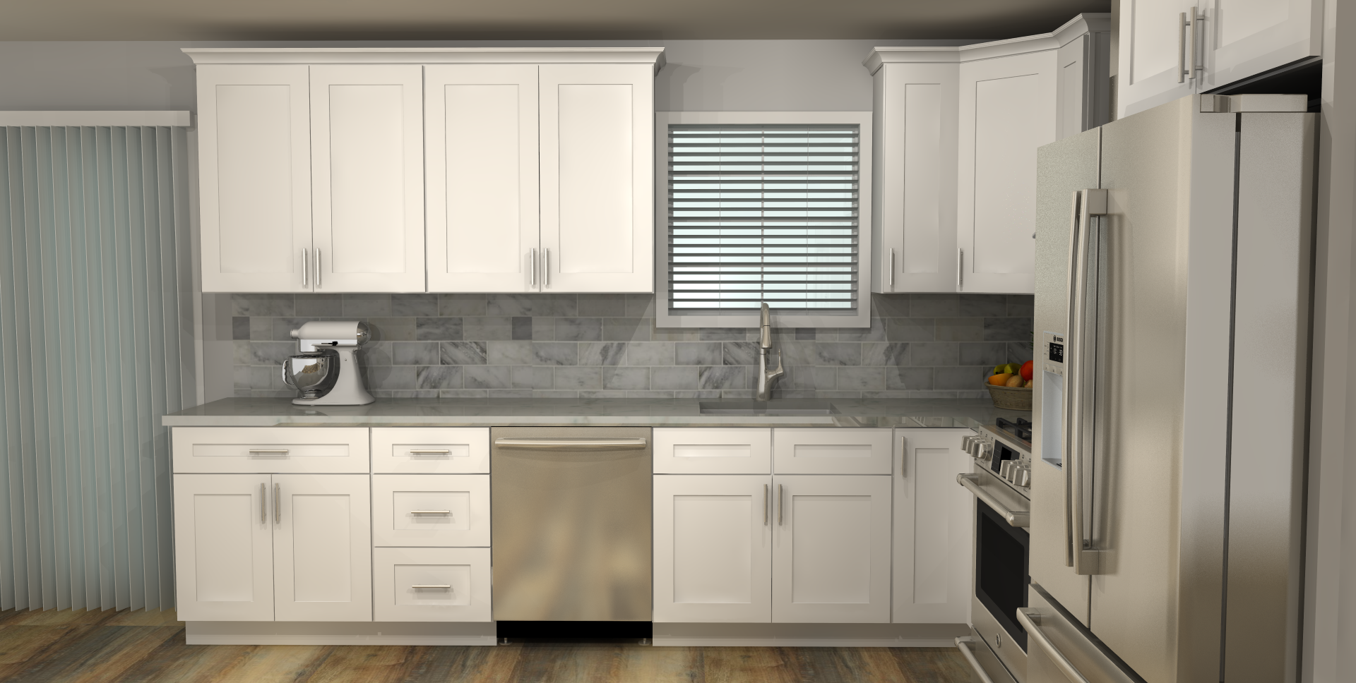 Modern White L-Shaped 12x12 Full Kitchen Set – PracticalCabinets
