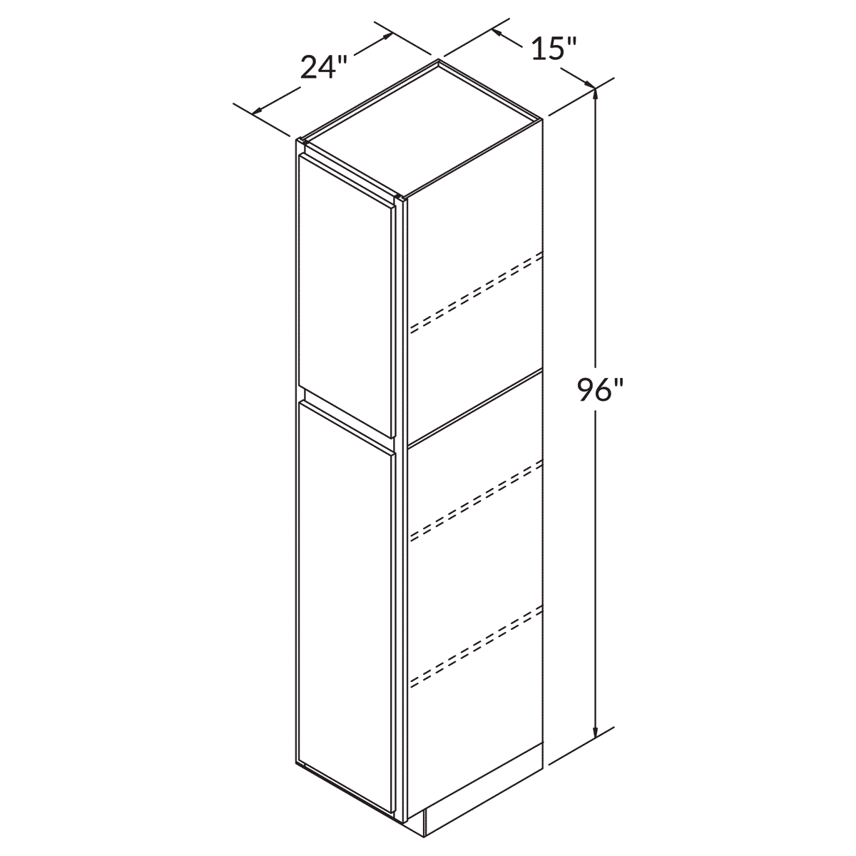Utility Pantry Single Door 96 By 15 Wide Maple Shaker Cabinet